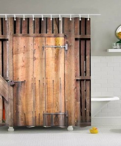 Cowboy West Barn Door Shower Curtain - Rustic Bathroom Accents with a Wild West Theme 