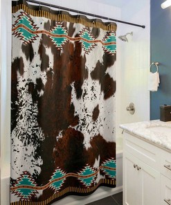 Cowhide Print Shower Curtain - Faux Cow Hide Bathroom Decor for Western or Southwestern Style