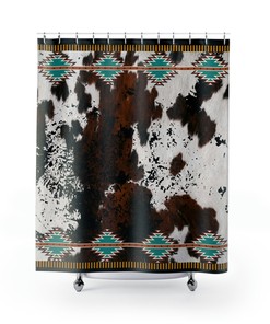 Cowhide Print Shower Curtain - Faux Cow Hide Bathroom Decor for Western or Southwestern Style