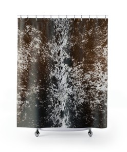 Cowhide Print Shower Curtain, Faux Fur Bathroom Decor, Western Country Theme