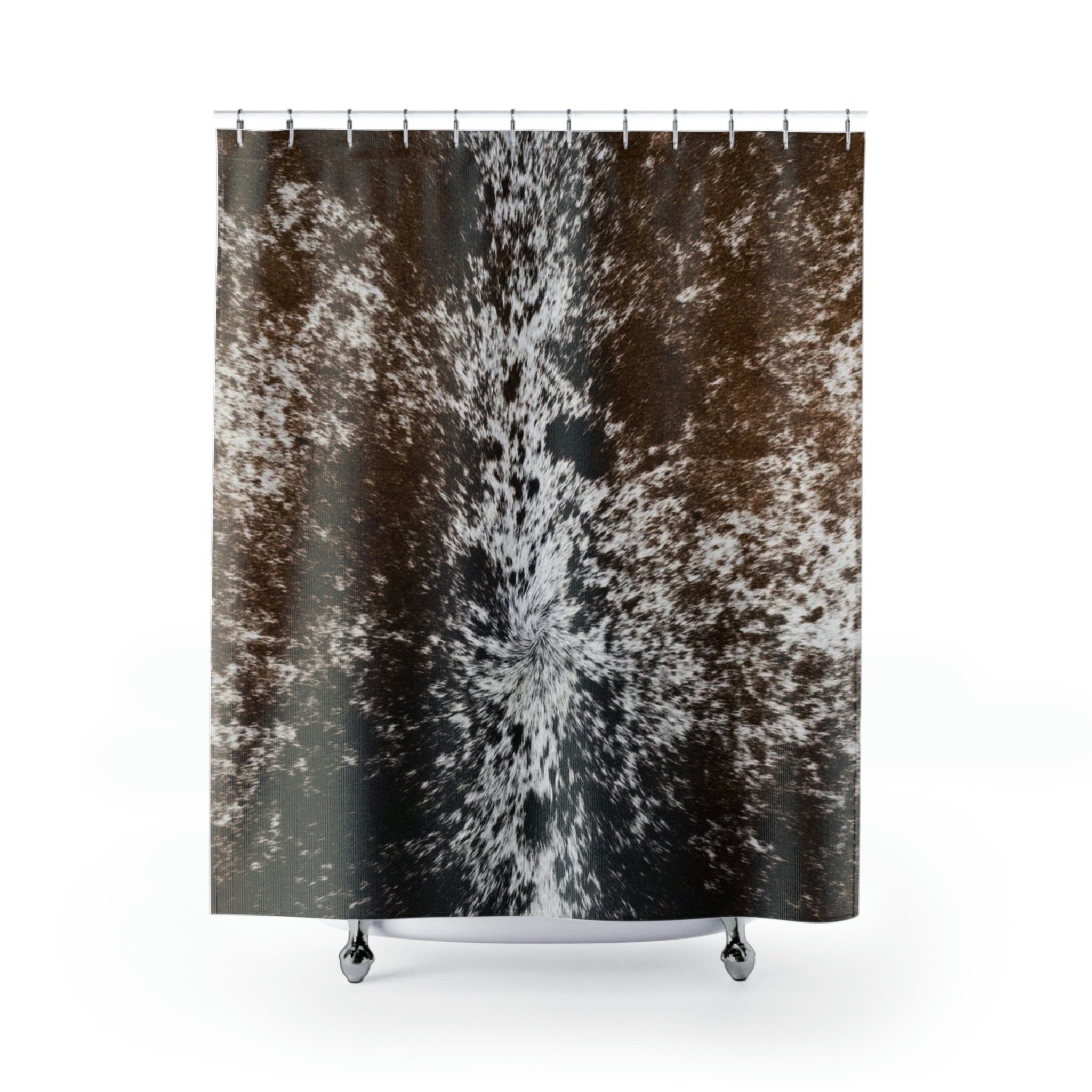 Cowhide Print Shower Curtain, Faux Fur Bathroom Decor, Western Country Theme