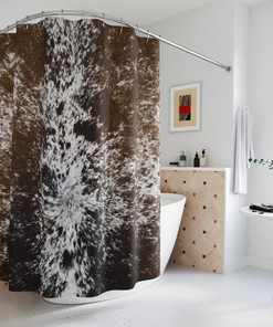 Cowhide Print Shower Curtain, Faux Fur Bathroom Decor, Western Country Theme