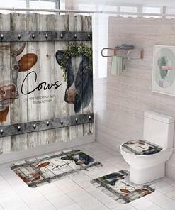 Cows Print Bathroom Shower Curtains Set Cover for a Rustic and Country Bathroom Decor
