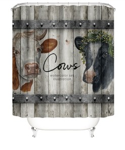 Cows Print Bathroom Shower Curtains Set Cover for a Rustic and Country Bathroom Decor