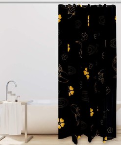 Cozy Home Textile Bathroom Decor with Koi Fish Circles Water Flowers Pattern Shower Curtain
