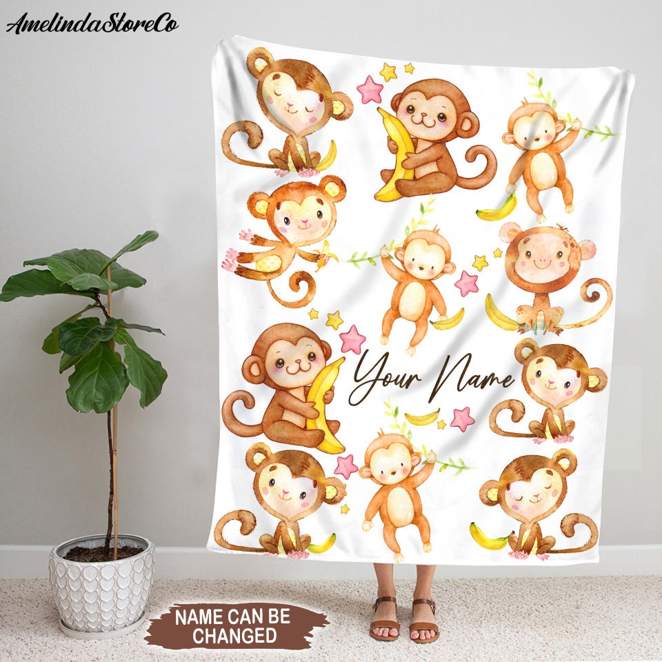 Cozy Up with a Cute Monkey Blanket - Perfect Gift for Newborns