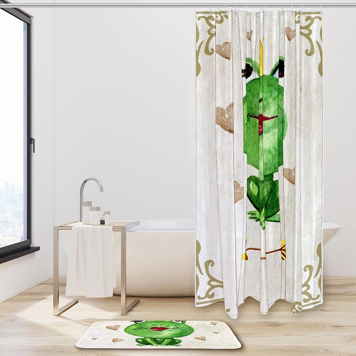 Cozy Watercolor Little Elephant and Flowers Shower Curtain for Your Cute Bathroom