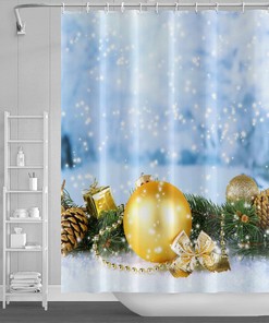 Cozy Winter Christmas Snowflakes Shower Curtain with Snowy Pine Trees Decor for Your Nostalgic Bathroom Decor