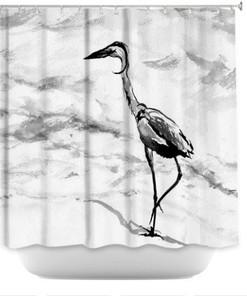 Crane Bird Painting Vibrant Artistic Modern Bathroom Decor Shower Curtain