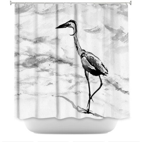 Crane Bird Painting Vibrant Artistic Modern Bathroom Decor Shower Curtain