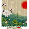 Crane Painting Red Sun-themed Waterproof Shower Curtain for Bathroom