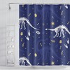 Crawling Dinosaur Skeleton Bracket Tone Navy Blue Shower Curtain for Kids Bathroom Decor