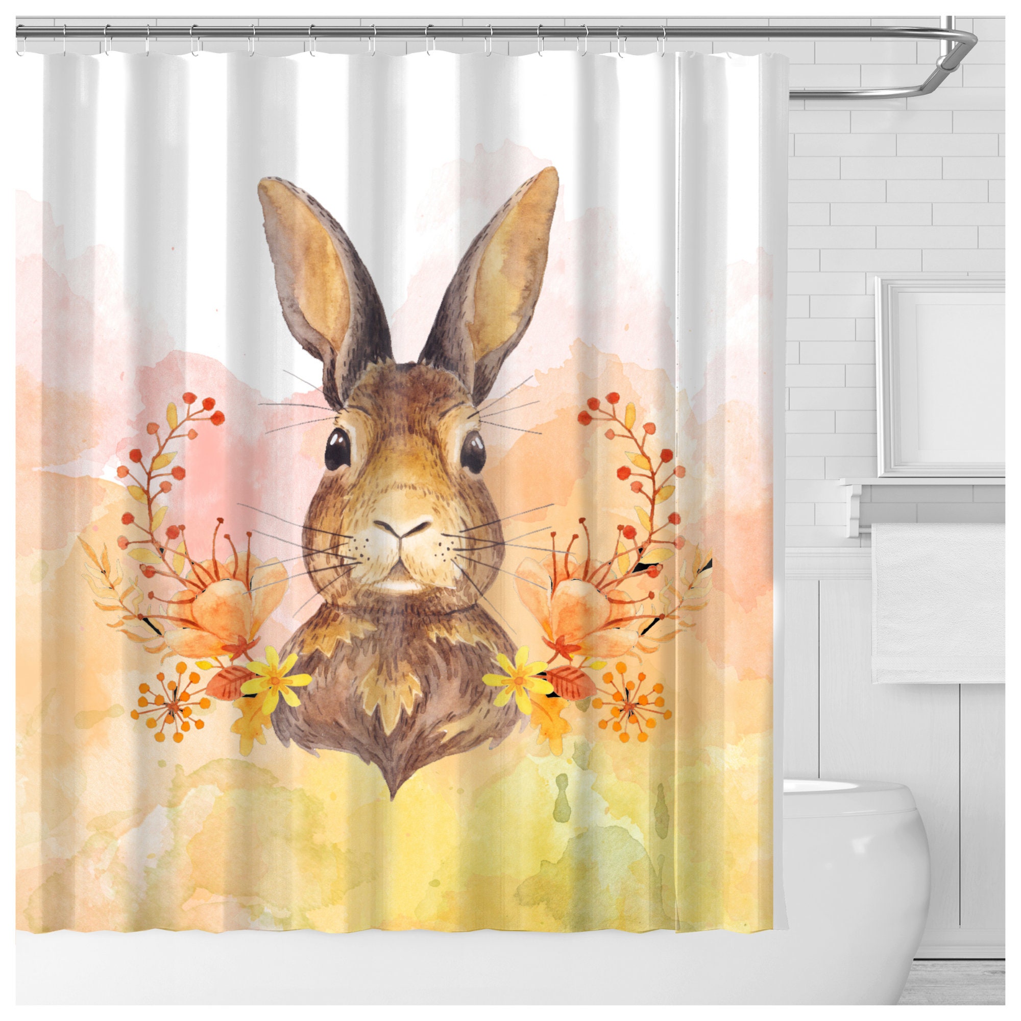 Crazy Easter Bunny Eggs Shower Curtain - Vintage Animal Style Decor