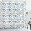 Cream Blue Abstract Winter Season Motifs And Leaves Snowflake Shower Curtain