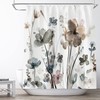 Cream White Grey Botanical Farmhouse Fabric Shower Curtain For Your Bathroom