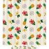Creamy Red Flower Yellow Pineapple Shower Curtain with Waterproof Fabric for a Tropical Bathroom Dcor