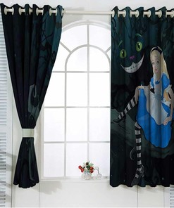 Create A Fairytale World With Alice In Wonderland Black Curtains For Bedroom.