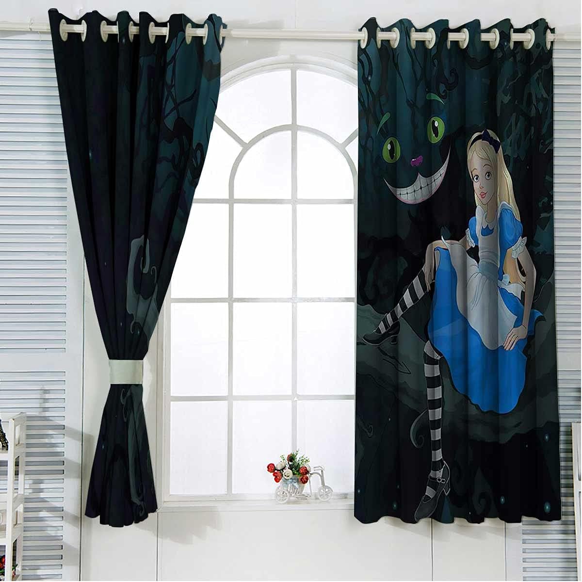 Create A Fairytale World With Alice In Wonderland Black Curtains For Bedroom.