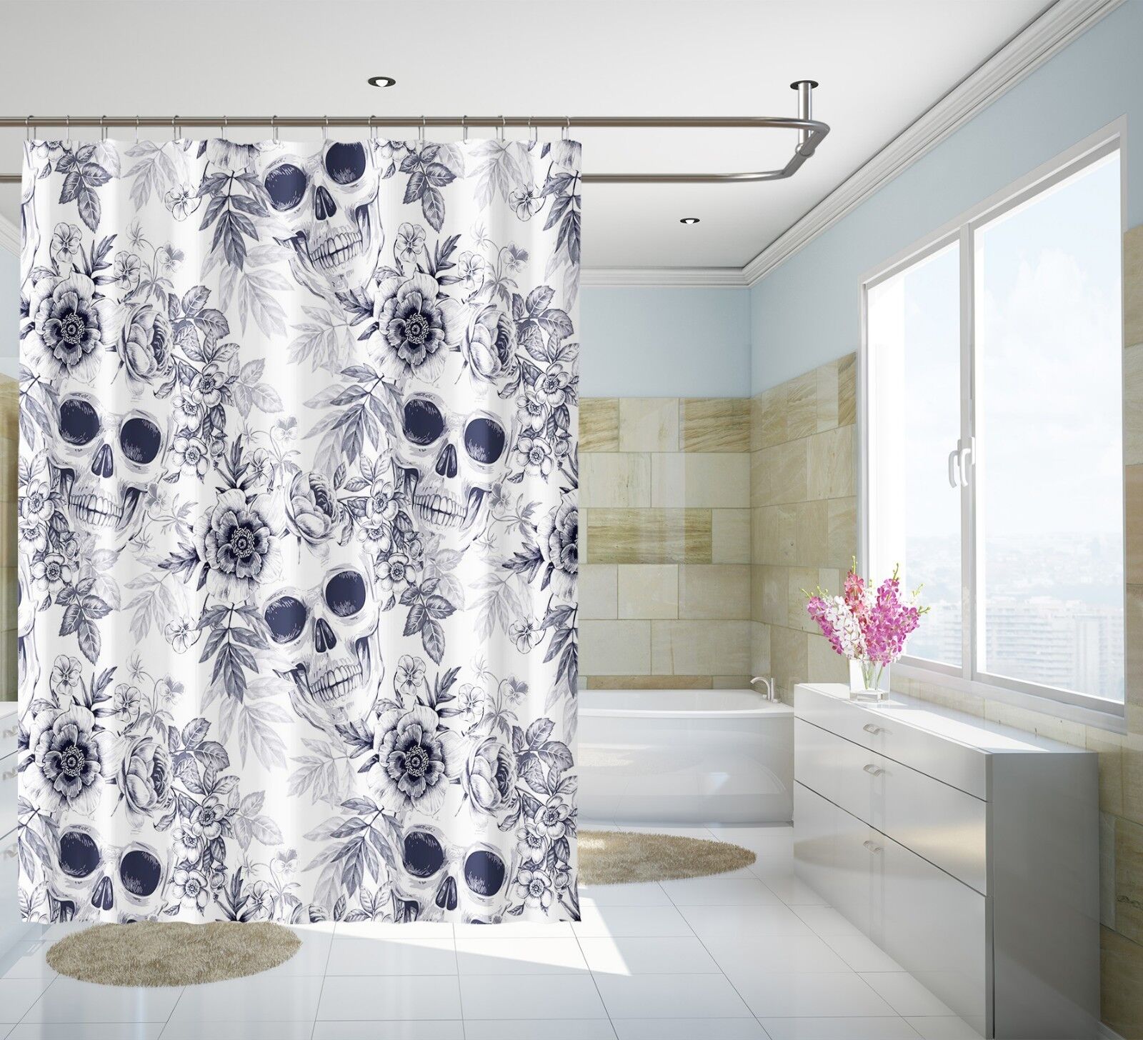 Create A Gothic Bathroom With Skull Shower Curtain