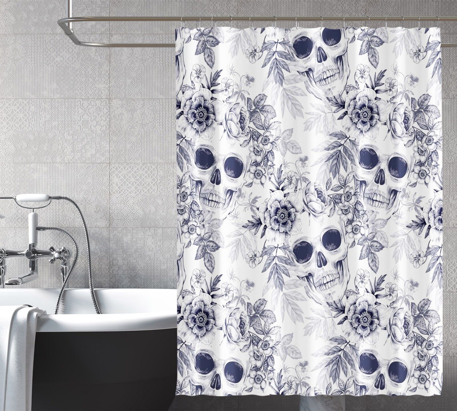 Create A Gothic Bathroom With Skull Shower Curtain - Image 2