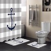 Create A Nautical Theme With Gray Nautical Anchor Geometric Stripes Pattern Shower Curtain
