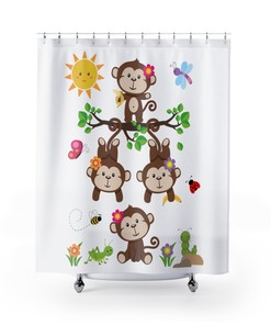 Create a Jungle Safari Theme with Kids Animal Shower Curtain - Sun Dragonfly Butterfly 