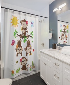 Create a Jungle Safari Theme with Kids Animal Shower Curtain - Sun Dragonfly Butterfly