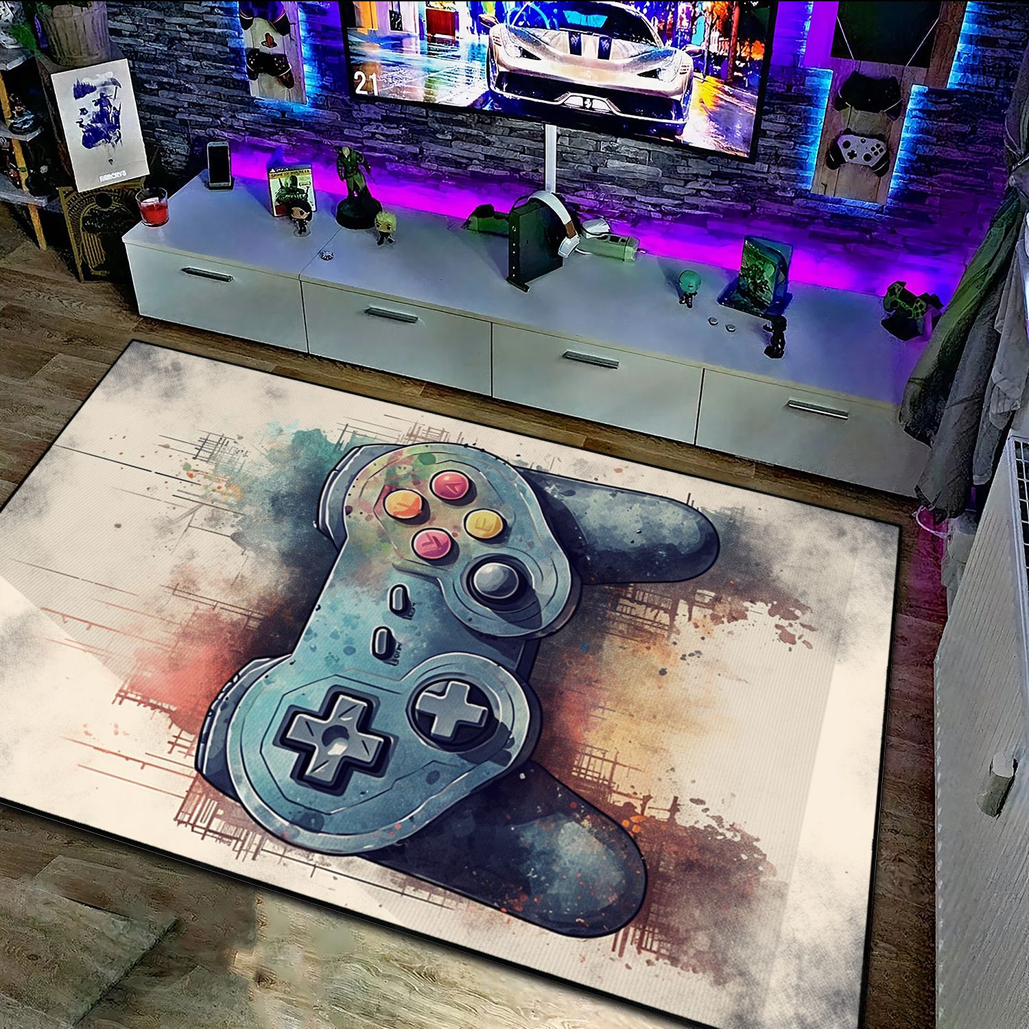 Create a Unique Gaming Space with Personalized Vintage Game Room Rug Decor for Boy's Bedroom - Image 3