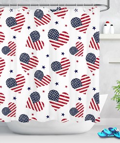 Creative American Flag Hearts Shower Curtain for a Patriotic Bathroom Decor