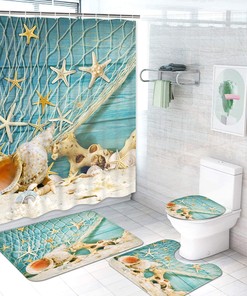 Creative And Waterproof Seashell Starfish Shower Curtain For Beach Enthusiasts