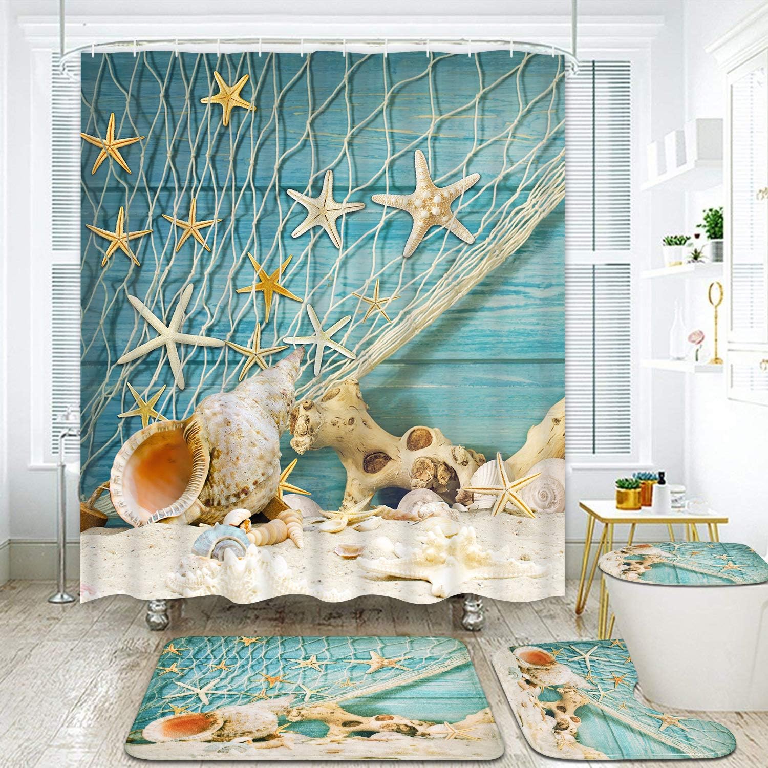Creative And Waterproof Seashell Starfish Shower Curtain For Beach Enthusiasts - Image 2