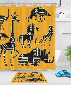 Creative Animals Shadow Sketch Giraffe Shower Curtain - Fun And Unique Bathroom Decoration