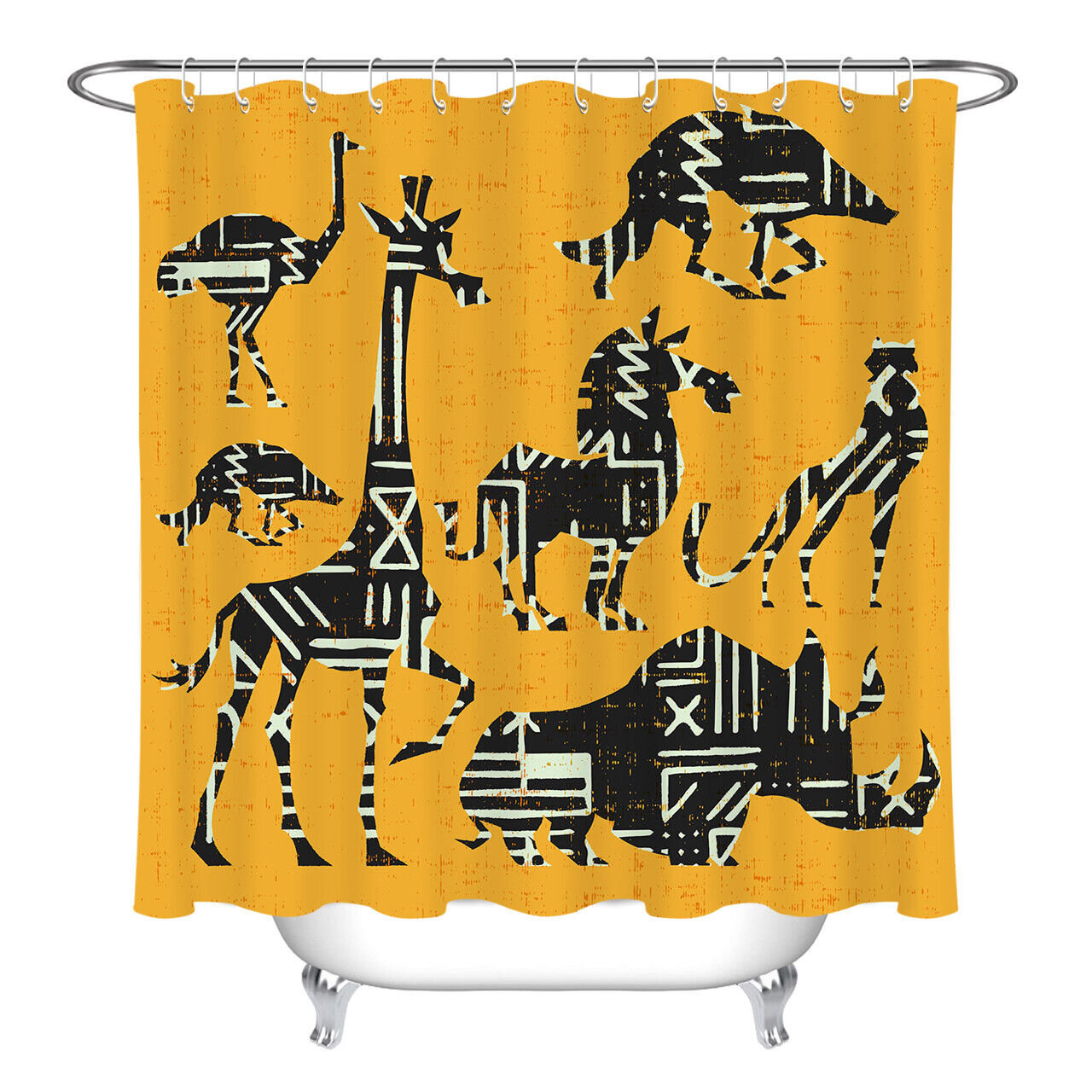Creative Animals Shadow Sketch Giraffe Shower Curtain - Fun And Unique Bathroom Decoration - Image 2