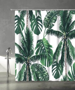 Creative Bathroom Shower Curtain With 3D Tropical Palm Leaves Tree Print