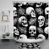 Creative Black And White Skull Print Shower Curtain For Bathroom Decor
