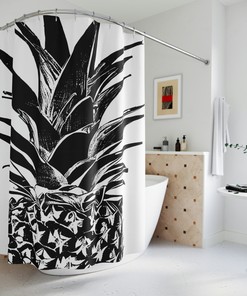 Creative Black and White Pineapple Shower Curtain 