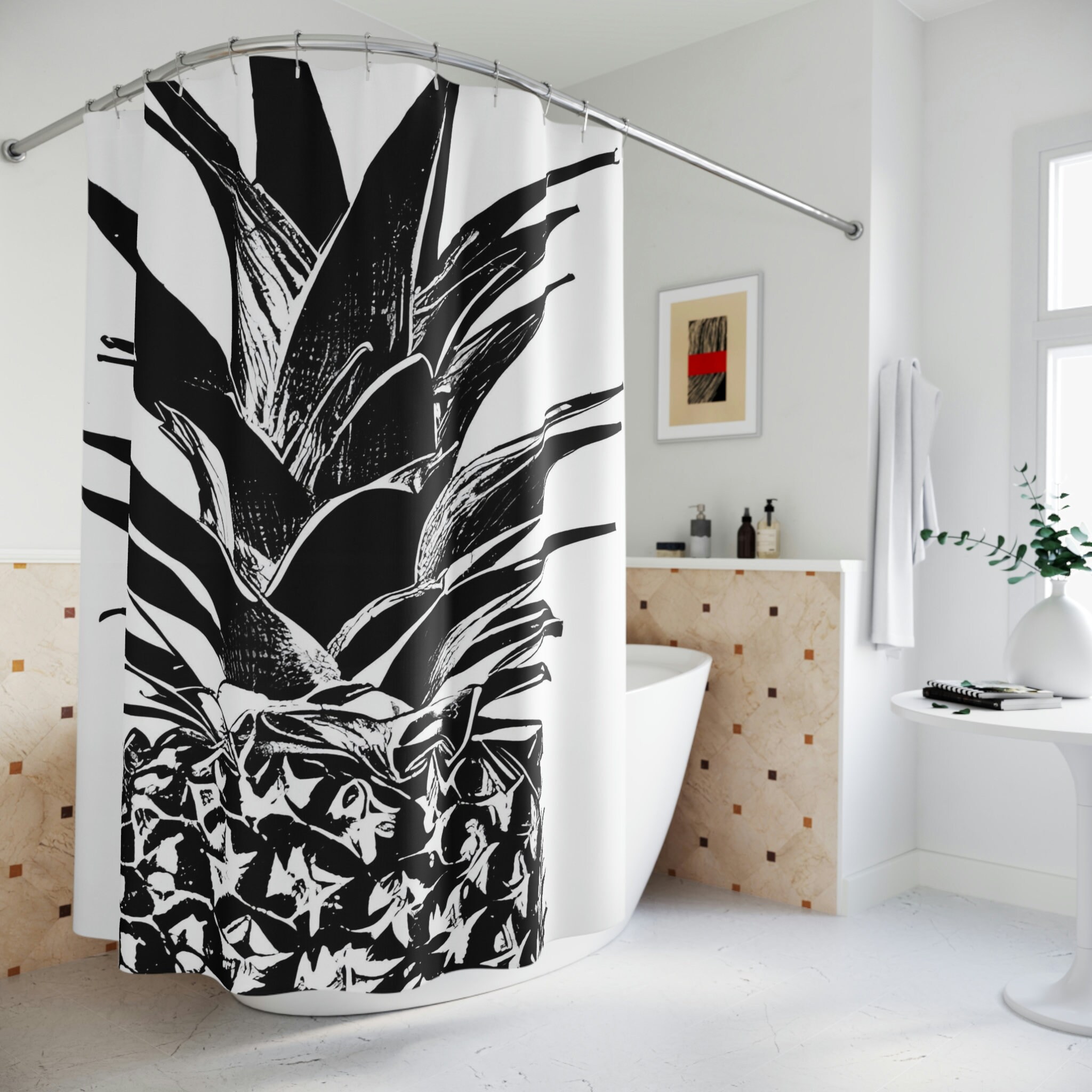 Creative Black and White Pineapple Shower Curtain