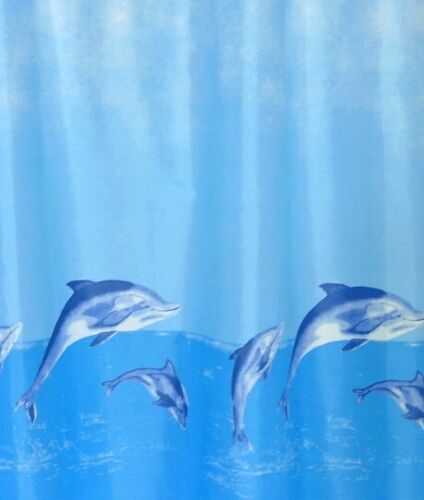 Creative Blue Dolphin Pattern Bathroom Fabric Shower Curtain With Waterproof Material - Image 2