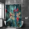 Creative Blue Dragonfly On Flower Shower Curtain With Bath Decor Garden Background Design For Bathroom Decoration