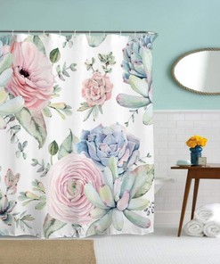 Creative Cacti Flowers Shower Curtain for Bathroom Decoration