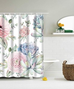 Creative Cacti Flowers Shower Curtain for Bathroom Decoration