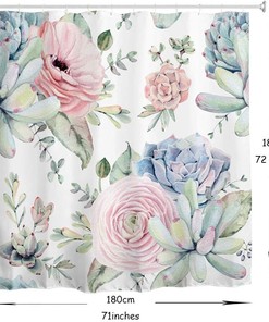 Creative Cacti Flowers Shower Curtain for Bathroom Decoration