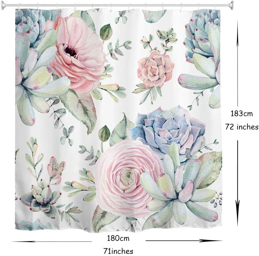 Creative Cacti Flowers Shower Curtain for Bathroom Decoration
