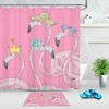Creative Cartoon Pink Flamingos Shower Curtain | Valentine's Day Decor for Bathroom