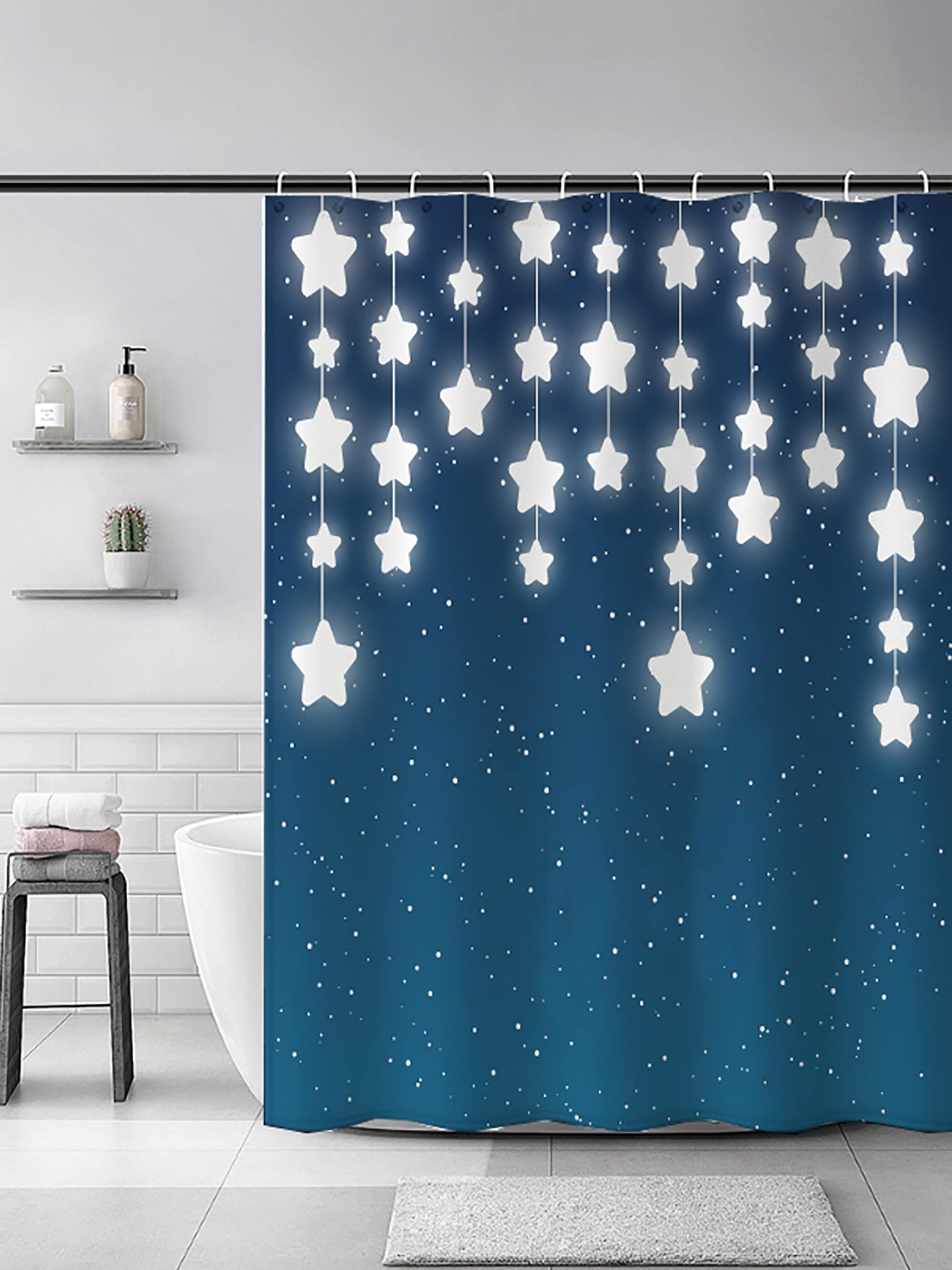 Creative Cartoon Shower Curtain With Star Print For Unique Bathroom Decoration