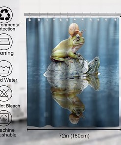 Creative Combination Theme Fabric Sea Turtle Frog and Snail Funny Animals Shower Curtain