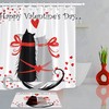 Creative Couple Cats Red Hearts Shower Curtain for Bathroom Decor