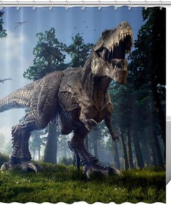 Creative Dinosaur And Forest Print Shower Curtain For Bathroom Decor