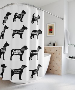 Creative Dog Breeds Shower Curtain - Black And White Home Decor