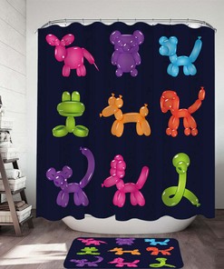 Creative Dog Shapes Balloons Shower Curtain - Quirky Bathroom Decor